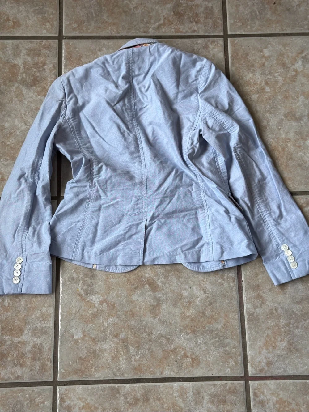 Rugby Ralph Lauren Women's Cotton Oxford Blazer Jacket Light Blue Size 4 Plaid